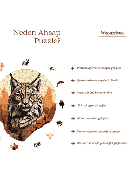 Çöl Vaşağı Ahşap Puzzle Yetişkin Yapboz Puzzle Yapıştırıcılı Wz-14