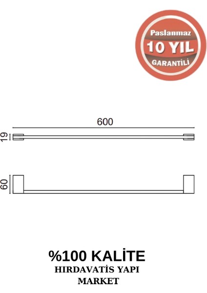 Paslanmaz Pirinç Titanik Uzun Havluluk 60 cm fiyatları