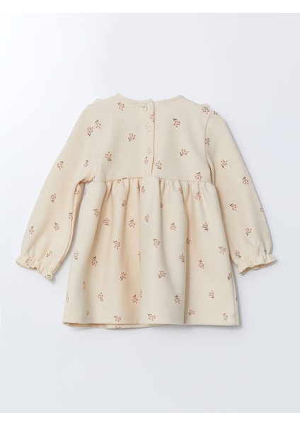 Bisiklet Yaka Uzun Kollu Çiçekli Kız Bebek Elbise fiyatları