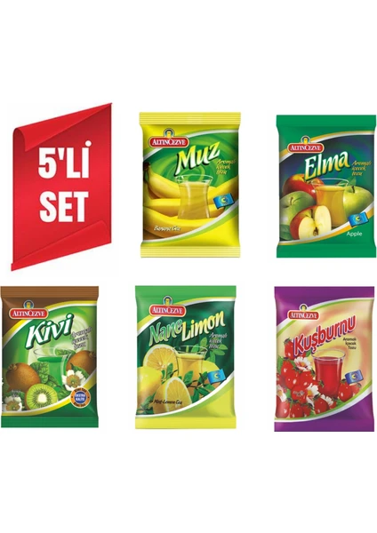 (Muz-Elma-Kivi-Nane Limon-Kuşburnu) Oralet 250 gr x 5 Adet