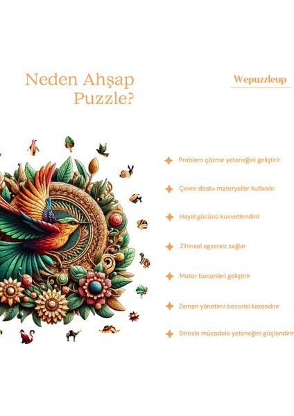 Sinek Kuşu Ahşap Puzzle Yetişkin Benzersiz Parçalı Yapboz Puzzle Yapıştırıcılı Wz-19