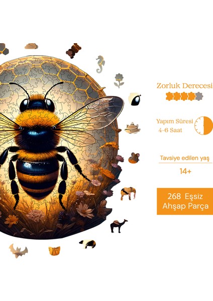Arı Ahşap Puzzle Yetişkin Benzersiz Parçalı Yapboz Puzzle Yapıştırıcılı Wz-22