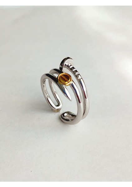 Gümüş Özel Tasarim Ikili Cartı Tasarım Çivili Kadin Ayarlanabililr Yüzük fiyatları