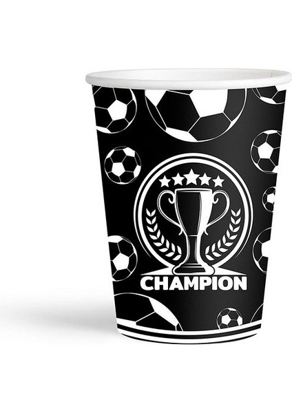 Karton Bardak 8oz 8li -Champion Siyah Beyaz-