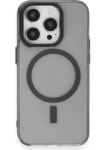 Apple iPhone 15 Pro Kılıf Wireless Şarj Özellikli Metal Kamera Lens Çerçeli Sert Pc Anka Kapak