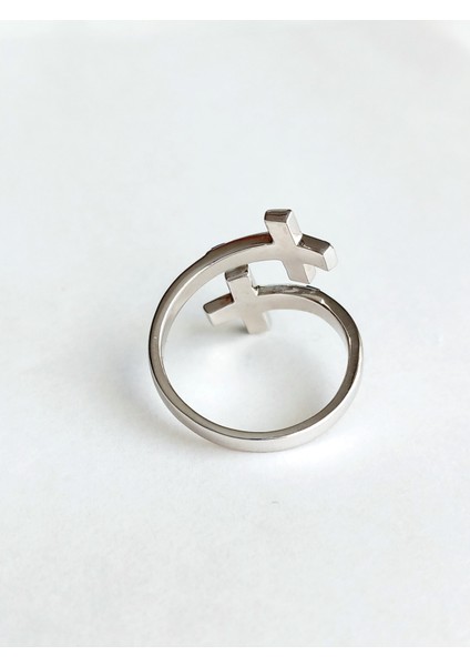 Gümüş Özel Haç Çarpı Tasarım Kadın Ayarlanabilir Yüzük Öğretmenler Günü Hediye modelleri
