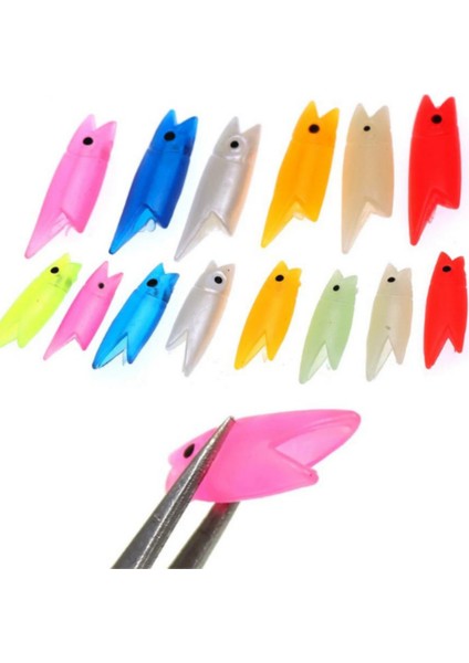 Silikon Balık Kafası Neon UV Pembe Yapay Yem Olta Takımı, Çapari, Jig, Yapım Malzemesi 3 cm 5 Adet