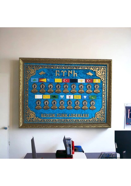 Büyük Türk Liderleri Desenli Tablo 60X80 cm