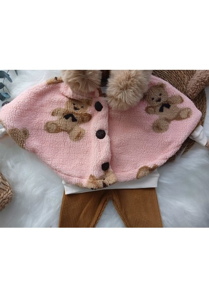 Ayıcık Desenli Unısex Peluş Pelerinli 3'lü Takım modelleri