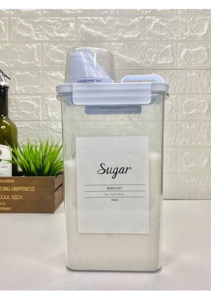 Ölçü Kapaklı Vakumlu Akrilik Saklama Kabı 2300ML Etiketli Şeker Erzak Kabı fiyatları