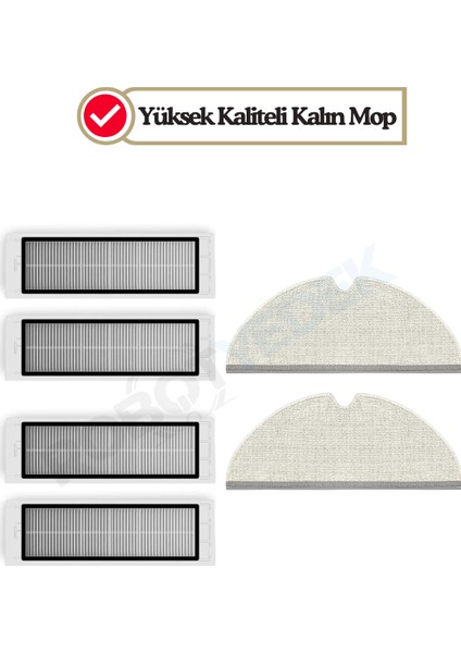Roborock S5 Max (Beyaz) Uyumlu Yedek Mop ve Hepa Filtre-6 Parça