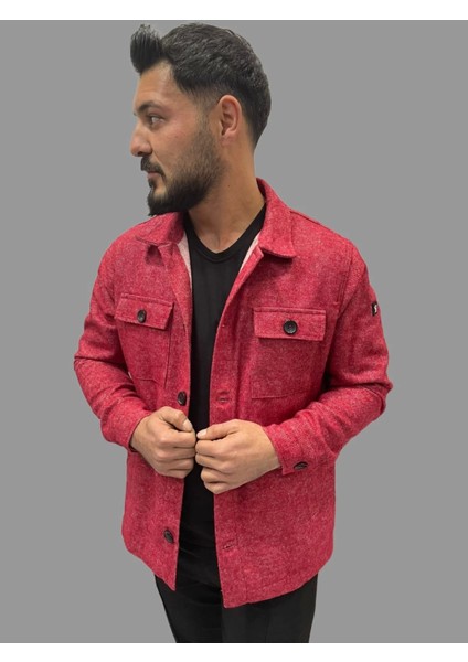 Erkek Cep Detaylı Kışlık Kırmızı Kaşe Gömlek fırsatları