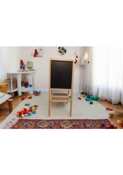 DRN KİDS ve EĞİTİM yazı tahtası Çift Taraflı Ayaklı Yazı Tahtası Tahta Kalemi, Silgisi, tam 30 tebeşir 15li Renkli 15 beyaz tebeşir hediyesidir. modelleri