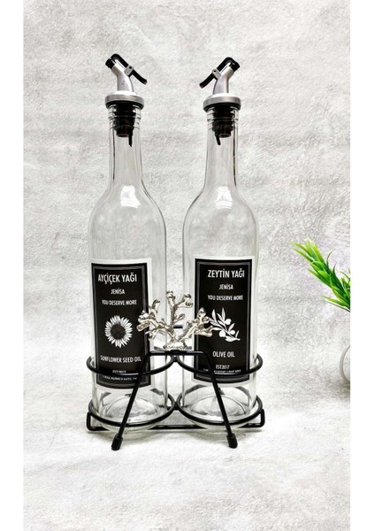 Gümüş Mercan Yağlık 2'li, şeffaf, 750 ml, bej renk, akıtıcı tasarım
