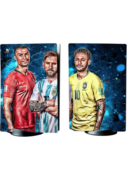 Ronaldo-Messi-Neymar Playstation 5 Standart Kasa Dijital Versiyon Full Sticker Kaplama Seti