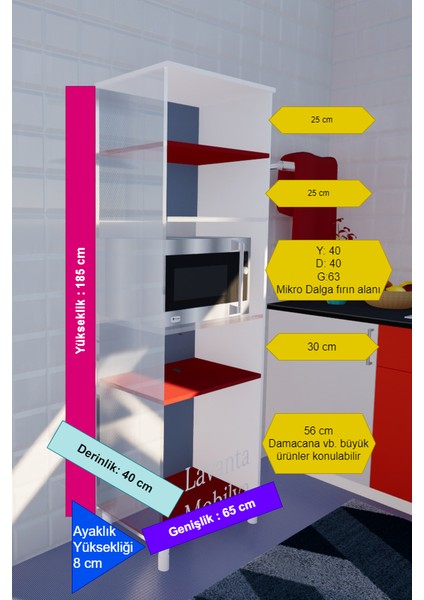 Idil Mdf Beyaz Çok Amaçlı Mutfak Dolabı (Mikrodalga Fırın Dolabı Mdf)