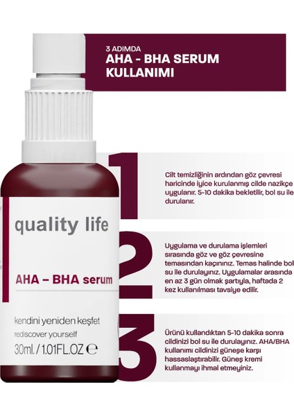 Aha Bha Serum Canlandırıcı Cilt Tonu Eşitleyici Kırmızı Peeling Cilt Serumu %10 Aha %2 Bha Glikolik