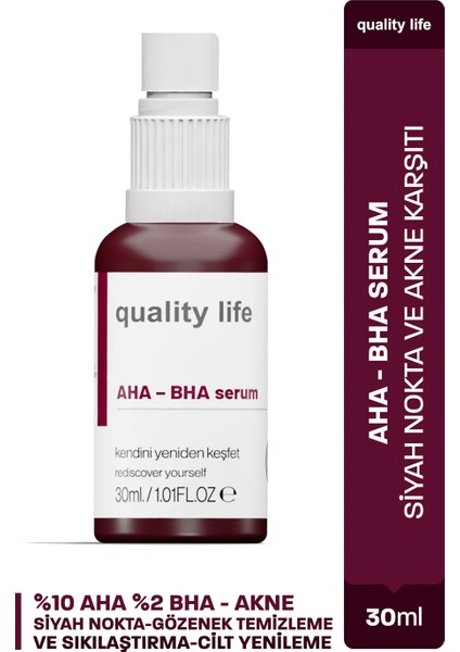 Aha Bha Serum Canlandırıcı Cilt Tonu Eşitleyici Kırmızı Peeling Cilt Serumu %10 Aha %2 Bha Glikolik