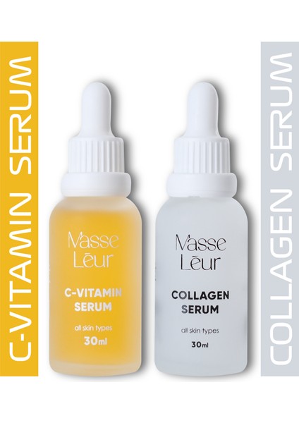 Botox Etkili Kolajen Serum ve Aydınlatıcı C-Vitamin Serum 2'li Bakım Seti