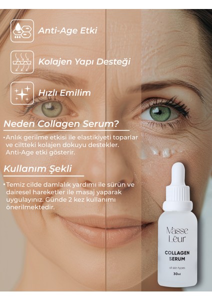 Botox Etkili Kolajen Serum ve Aydınlatıcı C-Vitamin Serum 2'li Bakım Seti modelleri