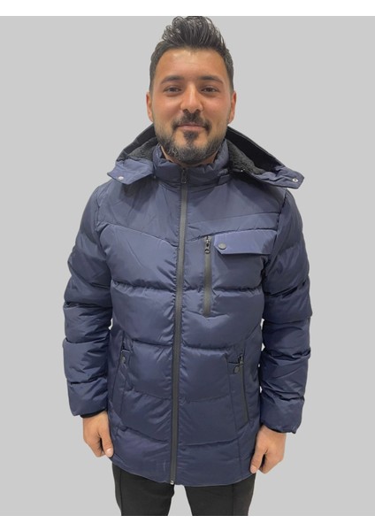 Erkek Kapüşonlu Içi Komple Kürklü Lacivert Mont&kaban fiyatları