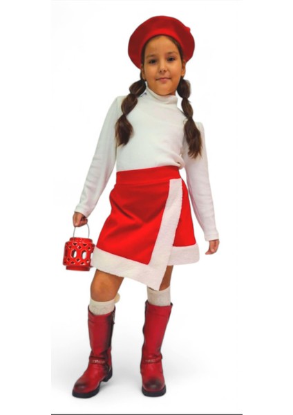 Kız Çocuk Kırmızı Şort Etek Body Ikili Takım Red Shortsskirt Bodysuit Christmas Yılbaşı