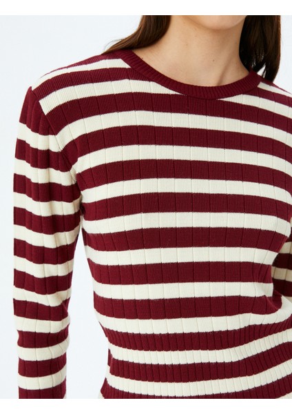 Bisiklet Yaka Uzun Kollu Çizgili Triko Kazak indirimleri