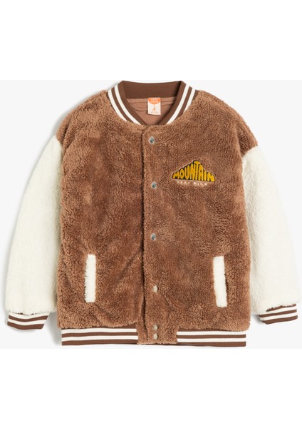 Peluş Sweatshirt Fermuarlı Uzun Kollu Pamuk Astarlı