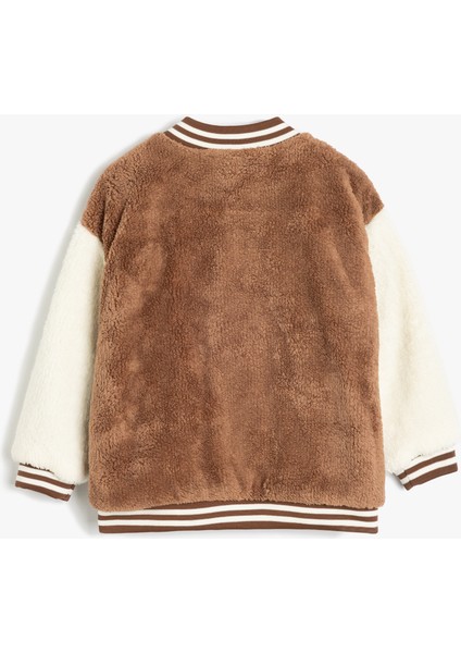 Peluş Sweatshirt Fermuarlı Uzun Kollu Pamuk Astarlı