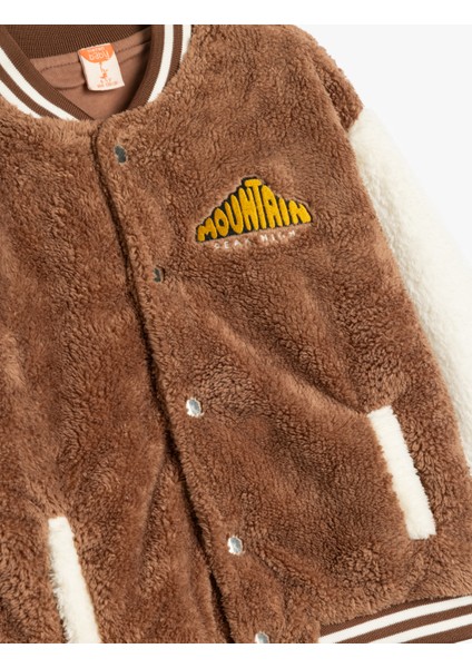 Peluş Sweatshirt Fermuarlı Uzun Kollu Pamuk Astarlı