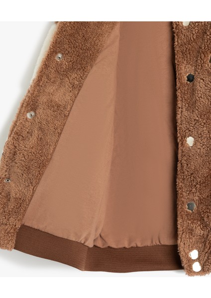 Peluş Sweatshirt Fermuarlı Uzun Kollu Pamuk Astarlı