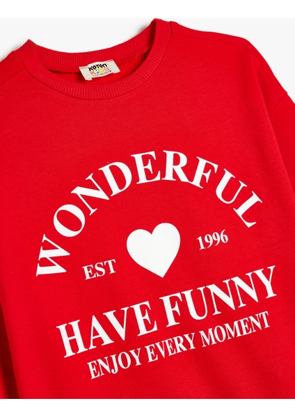 Sweatshirt Slogan Baskılı Uzun Kollu Bisiklet Yaka Pamuklu modelleri