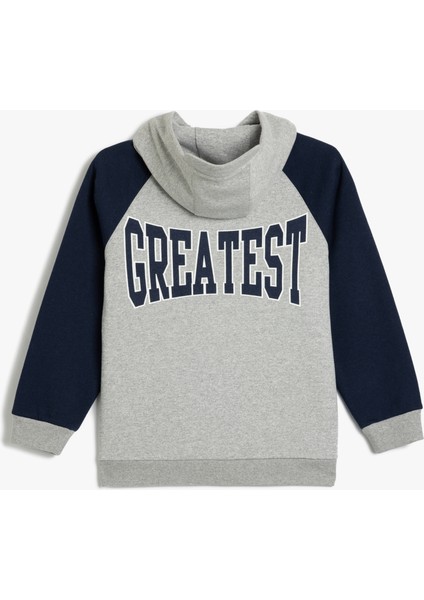 Oversize Fermuarlı Kapşonlu Sweatshirt Fermuarlı Basketbol Baskılı