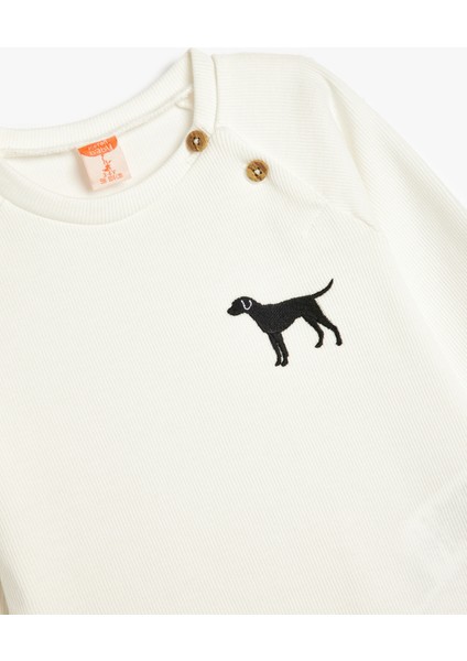 Sweatshirt Bisiklet Yaka Köpek Baskılı Uzun Kollu Pamuklu modelleri