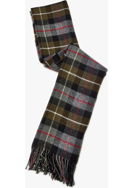 Püsküllü Ekoseli Çok Renkli Uzun Atkı