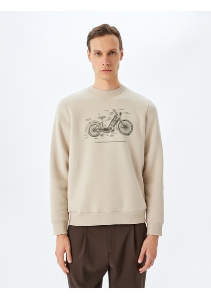 Bisiklet Yaka Pamuk Karışımlı Şardonlu Baskılı Sweatshirt modelleri