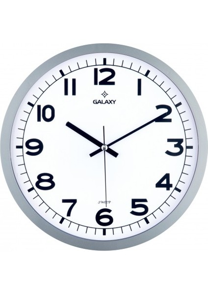 Duvar Saati Gri Çerçeve Çap:29.5cm Akrilik Boyalı Abs Çerçeve Mineral Cam Sessiz Akar Makine Pvc Kadran Kadran Ölçüsü: 286MM Kadran Baskı Alanı: 175MM