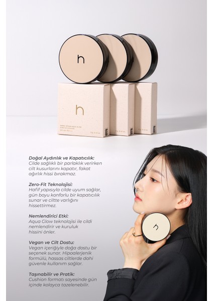 Uzun Süre Kalıcı Zero Fit Cushion Kore Fondöten Doğal Bitişli SPF50+ PA++++ Güneş Koruyucu 12g Pure