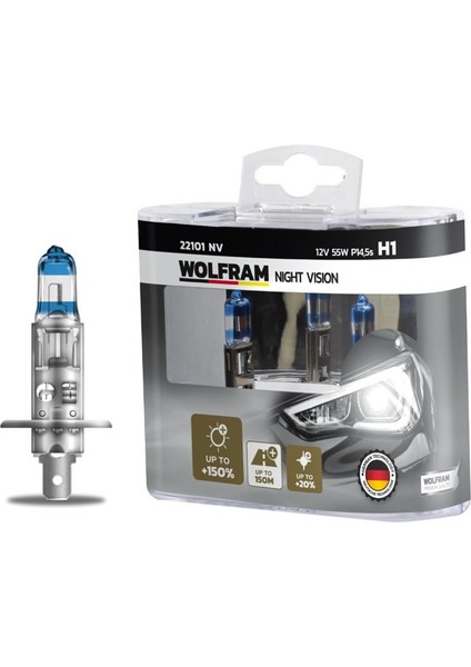 Ampul 12V H1 55 P14.5S Nıght Vısıon 150 Fazla 20 Beyaz Işık