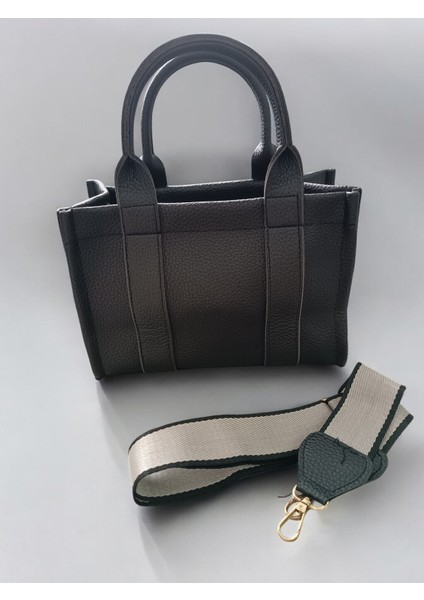 Siyah - The Tote Bag Deri Kalın Gri Askılık Çapraz Çanta, Kol Çanta indirimleri