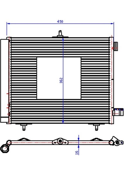 Kondenser 207-208-1007-2008 05 -C2-C3-C3 Iı 03 Ds 3 14 1.4 1.6hdı Kurutucu Ile Al/al 420X371X16