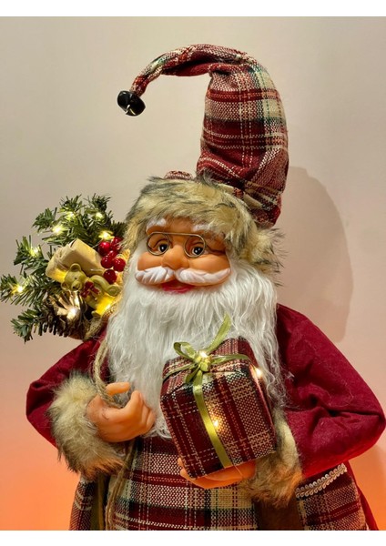 2025 Yeni Yıl Dekoratif Işıklı Noel Baba Yılbaşı Çalı Çırpı Toplamış Noel Baba, 65-70CM fırsatları
