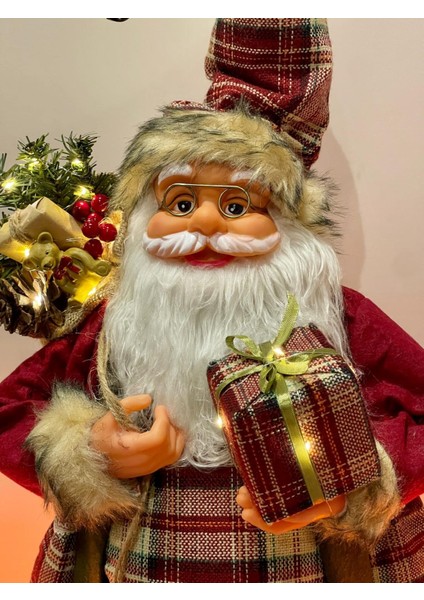 2025 Yeni Yıl Dekoratif Işıklı Noel Baba Yılbaşı Çalı Çırpı Toplamış Noel Baba, 65-70CM indirimleri