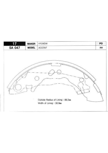 Arka Kampana Pabuç Balata Hyundaı Accent 1.3l 1.5l 4G13 4G15 95-00 / Atos 1.0l 1.1l 98-