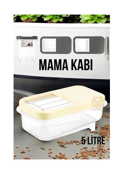 Kedi ve Köpek Mama Saklama Kabı Sürgülü Kapaklı 5 Litre