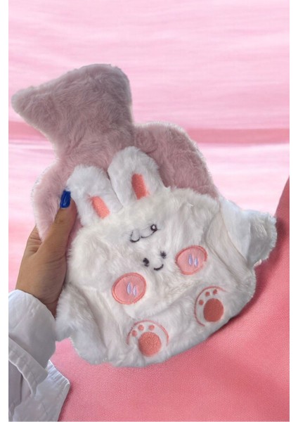 Pembe Renk Tavşan Figürlü Peluş Su Torbası