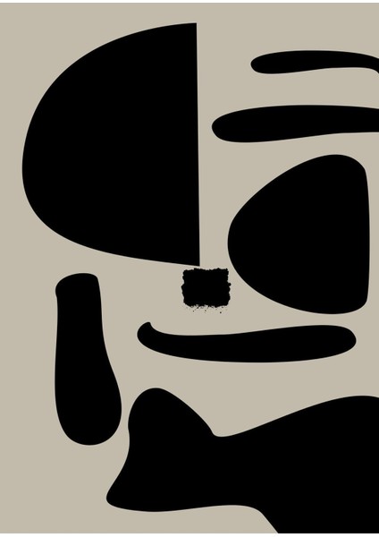 Siyah Bej Soyut Abstract Kombin Çerçeveli Cam Tablo 2'li