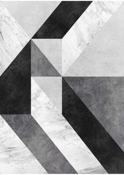 Siyah Beyaz Soyut Kombini Çerçeveli Cam Tablo 2'li modelleri