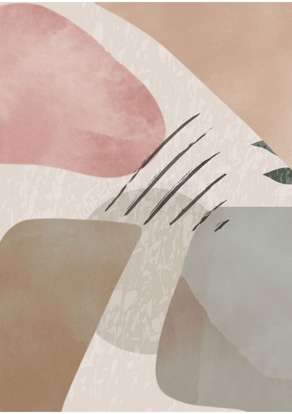 Turuncu Gri Krem Soyut Şekil Kombin Çerçeveli Cam Tablo 2'li modelleri