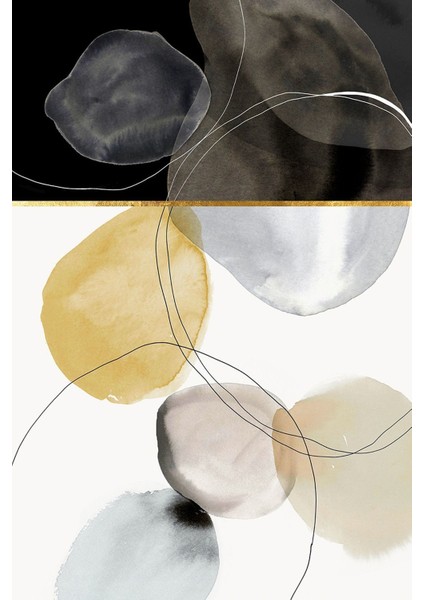 Siyah Gri Gold Yuvarlak Desenli Soyut Kombin Çerçeveli Saatli Cam Tablo modelleri